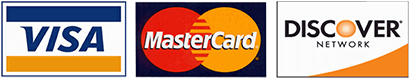 We Accept Visa, Mastercard and Discover